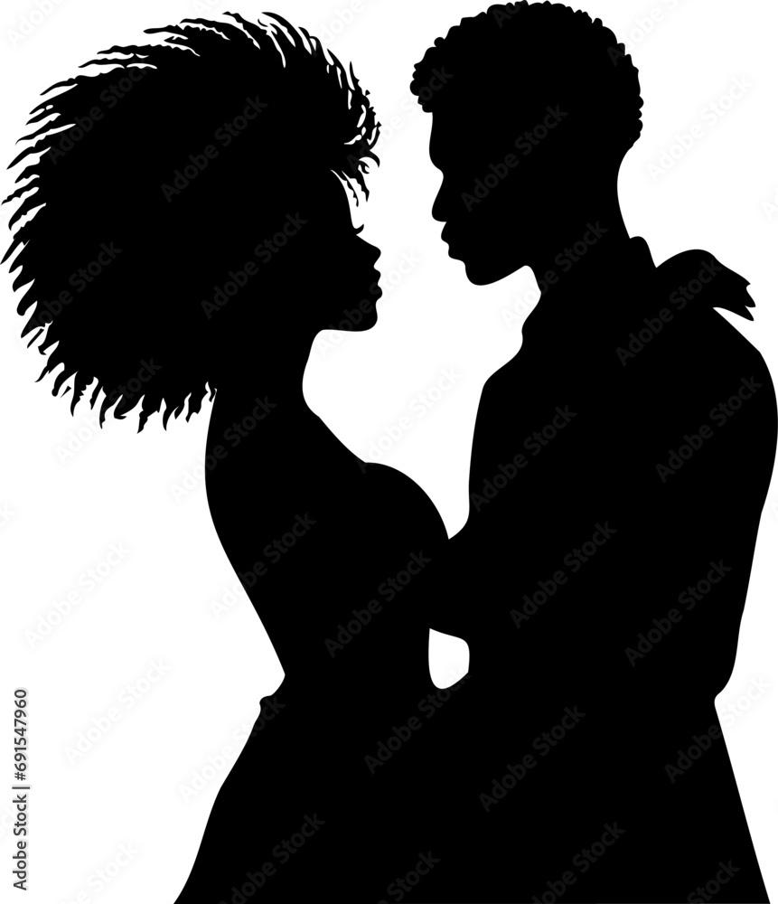 Love Couple Silhouette Vector Template, Wedding Concept, Women And Man Holding Hand