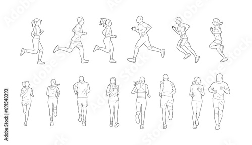 Line Drawing of Runners photo