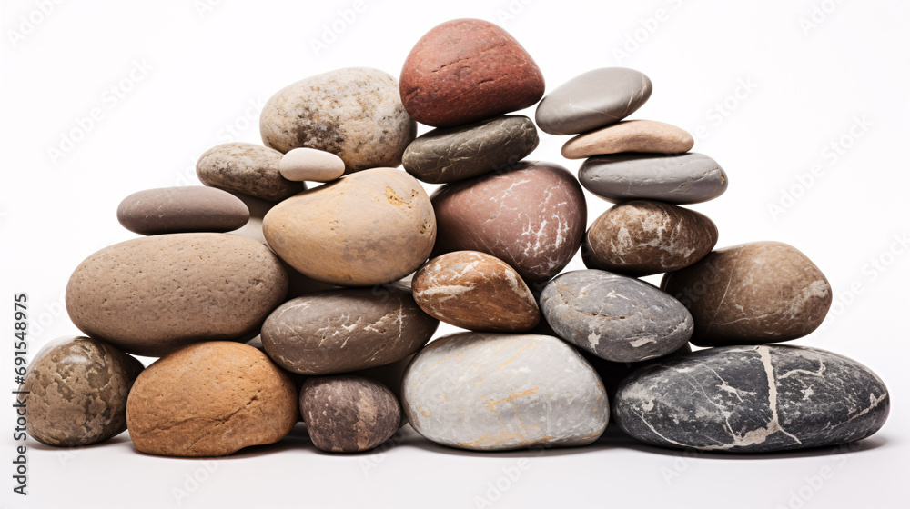 Pebbles arrayed alone on a pristine background. Pebbles arrayed alone on a pristine background.