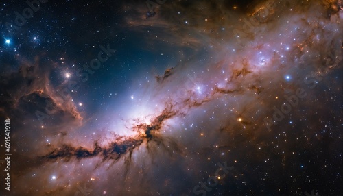 Starry night cosmos with colorful galaxy nebula - universe science, astronomy, supernova background © ibreakstock