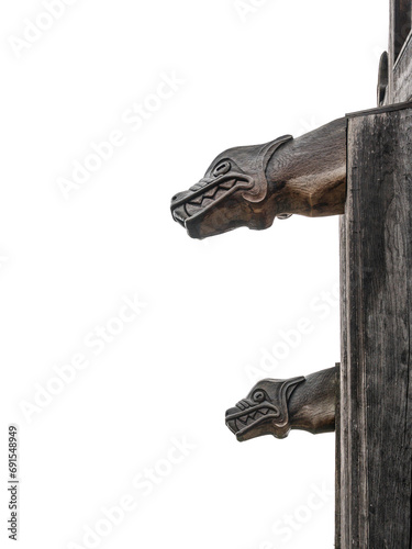 Obraz na płótnie viking carvings of dreagon heads isolated on white w salonie