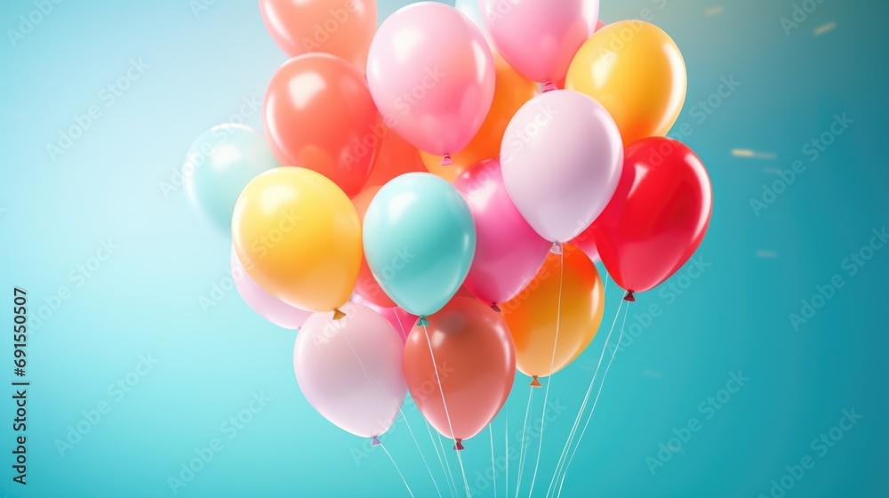 colorful balloons background at celebration, ai
