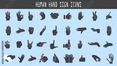 human hand sign icons. Hands collection icons. photo