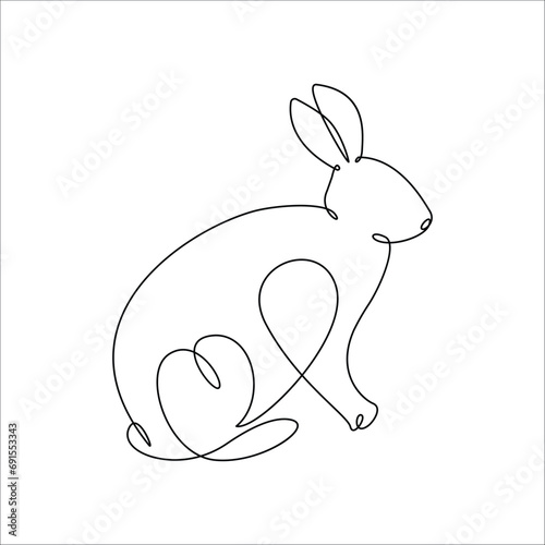 Rabbit animal one line drawing art outline pro vector illustration and minimalistic