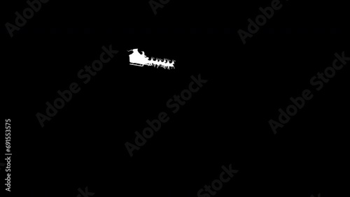 Animated Silhouette of Santa Claus Riding in Sleigh With Reindeer. Alpha Matte. Merry Christmas
 photo