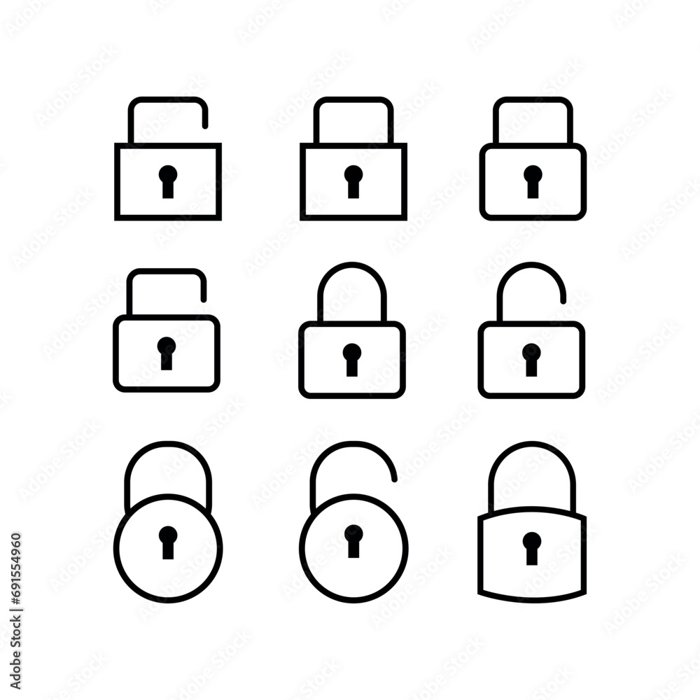 Lock Icon Set Vector Illustration Lock Icon Set Vector Illustration