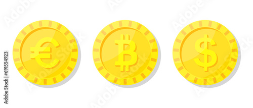 Gold coins euro, dollar, bitcoin