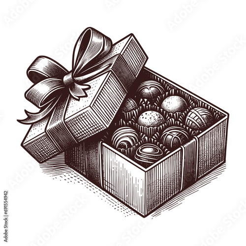 gift box with chocolate candies sketch