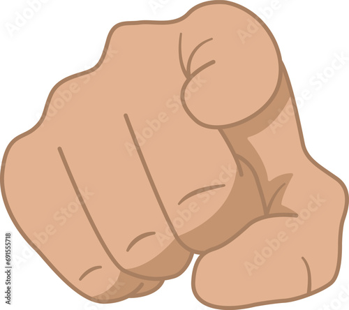 The gesture of a Hand Pointing a Finger at You. Cartoon Index Finger. Human Hand Icon. Vector illustration.