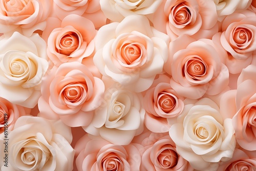 background or seamless pattern of pastel roses for various use. Generative AI