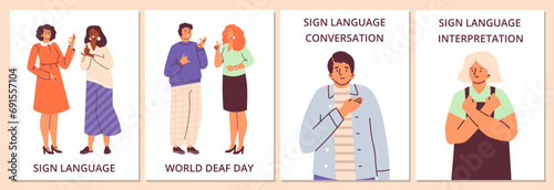 Language of people with hearing impairments and deafness, vector illustration.