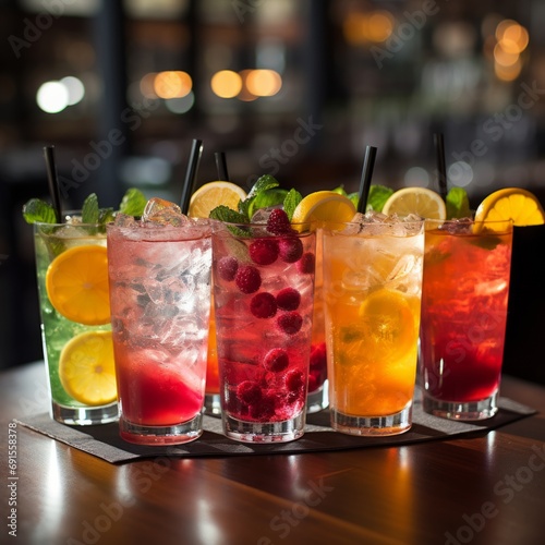 Wallpaper Mural A Vibrant Assortment of Colourful Drinks on a Table. A row of colourful drinks sitting on top of a table Torontodigital.ca