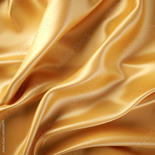 A Luxurious Wave of Golden Silk. Background. Created with AI.