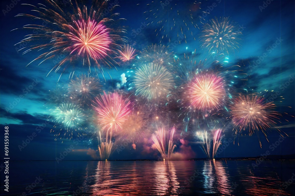 colorful fireworks in the night sky background