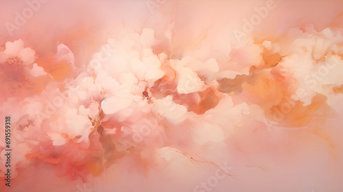 Soft brush strokes and pastel hues create an abstract floral canvas.