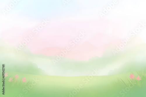 A beautiful, sun-drenched spring summer meadow. Natural colorful panoramic landscape. Neural network AI generated art © mehaniq41