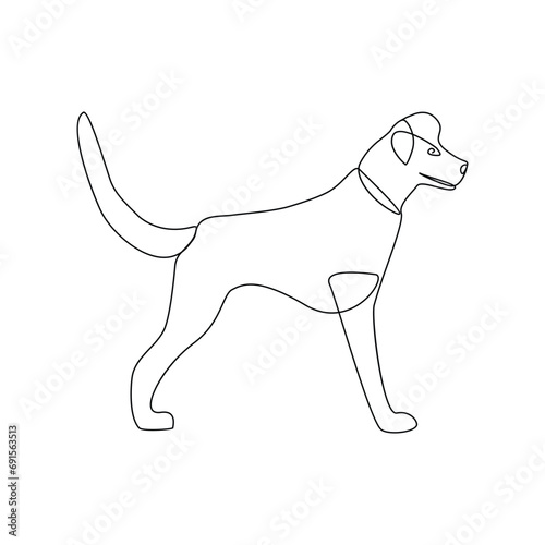 Cute dog pet animal continuous one line art outline silhouette simple drawing vector illustration here