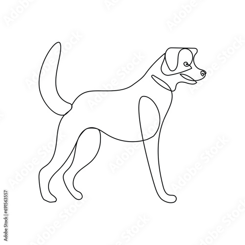 Cute dog pet animal continuous one line art outline silhouette simple drawing vector illustration here