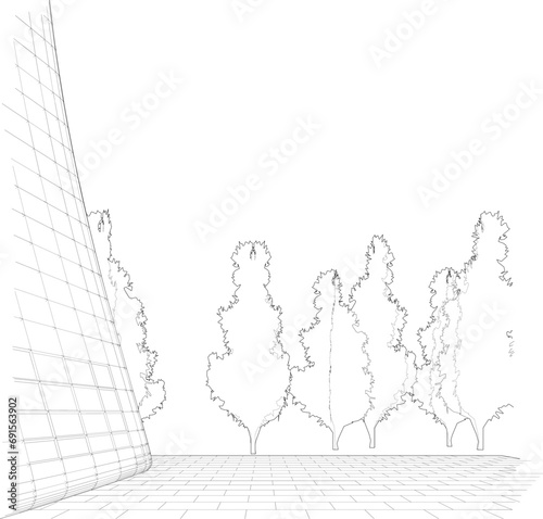 3D illustration of building project