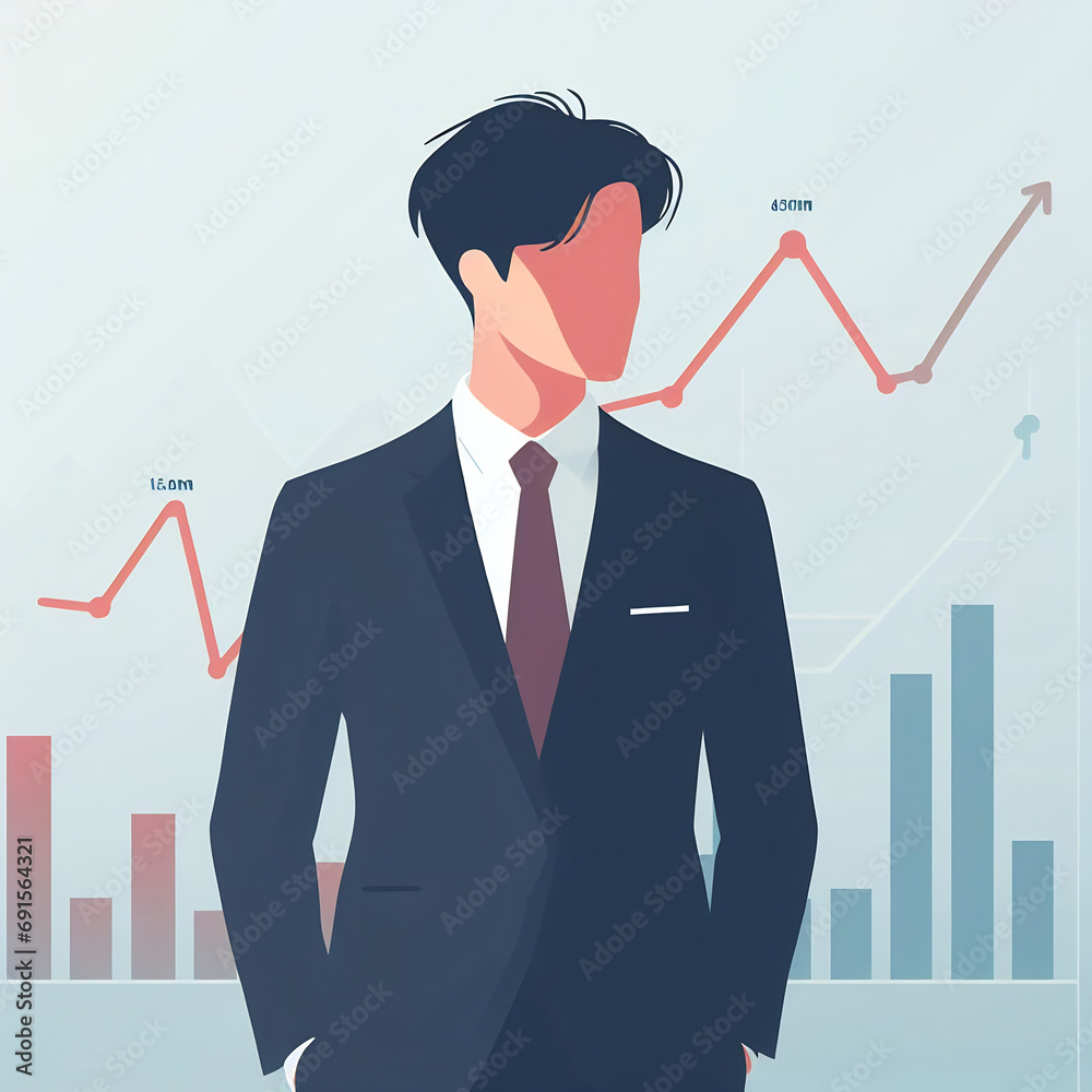Flat icon illustration style portrait of a business man ai generative Flat icon illustration style portrait of a business man ai generative