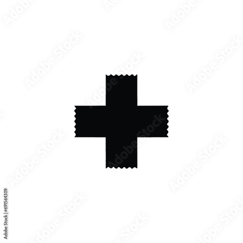 Add icon. Add button. Simple style shopping web page background symbol. Cross brand logo design element. Cross t-shirt printing. Vector for sticker.