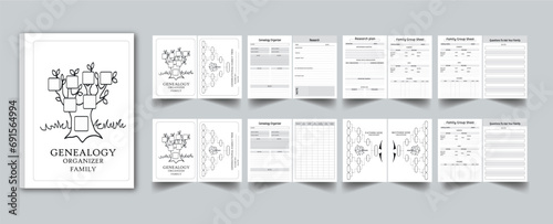 Genealogy Workbook Organizer Family with cover page layout template photo