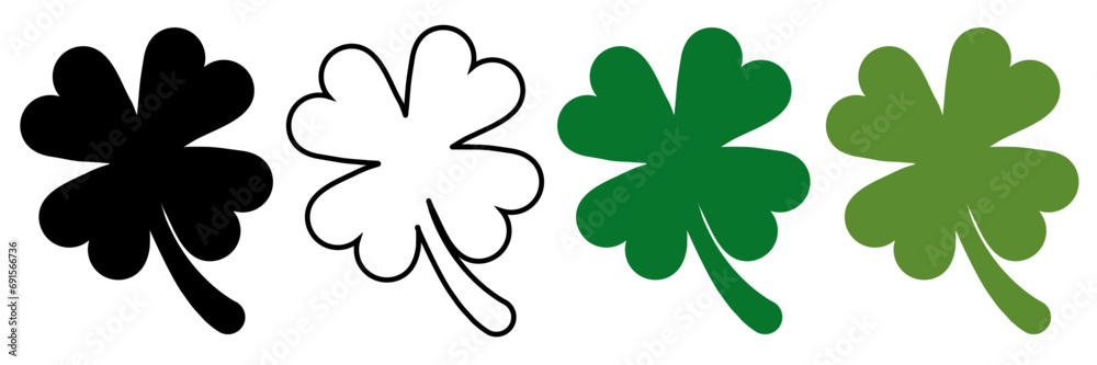 Luck four leaf clover icon set. Leafs collection. Shamrock vector sign for app and website. Luck four leaf clover icon set. Leafs collection. Shamrock vector sign for app and website.