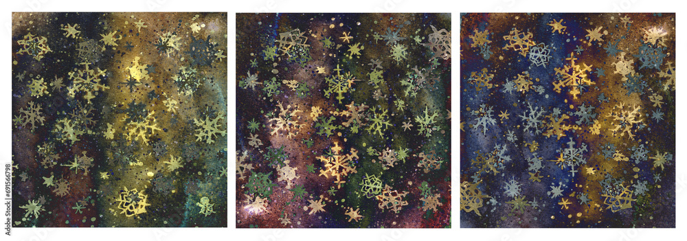 snow flakes watercolor png - obrazy, fototapety, plakaty 