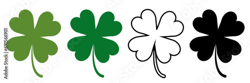Green shamrock, cloverleaf, luck, clover symbols.  photo