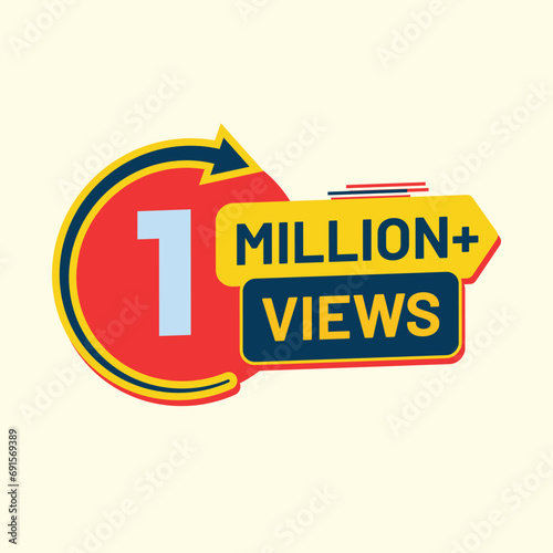 1 million views label clipart design for thumbnail design