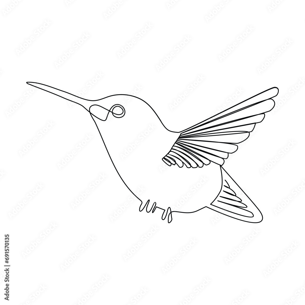 Fototapeta premium Bird continues single line art and outline vector illustration on white background and minimal here 