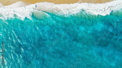 Top view of ocean with ocean waves