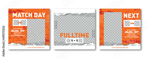 Sport social media post template , Football Match day , Full time , Next match Abstract