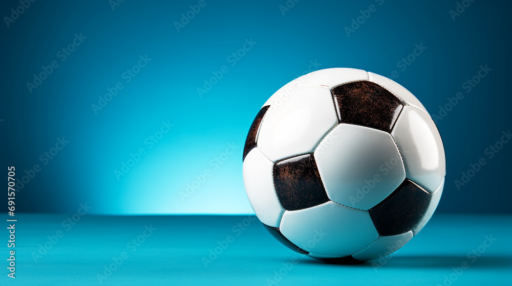 Fototapeta premium Soccer ball on blue background
