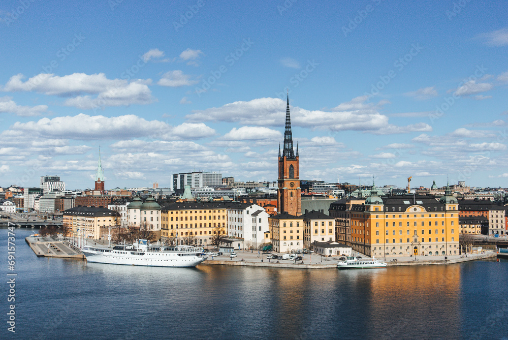Scenic morning day panorama of Stockholm, Sweden