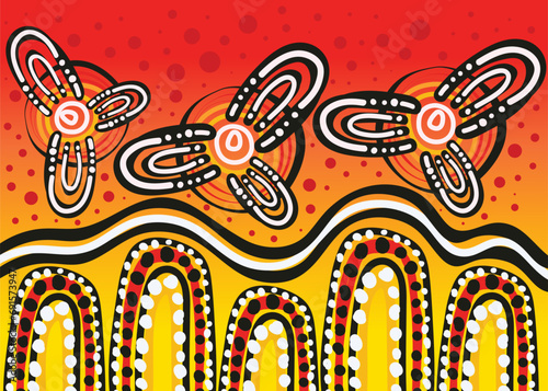 A background that features bright vector dot art inspired by aboriginal traditions