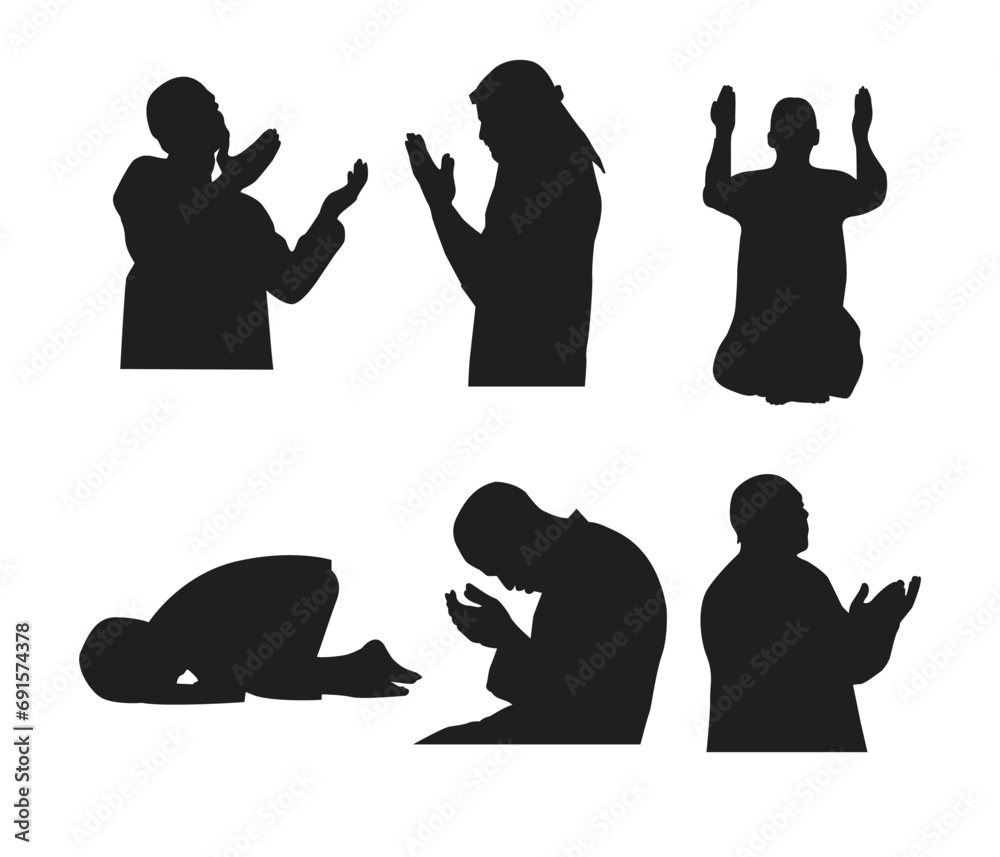 vector silhouette of Muslim  man praying