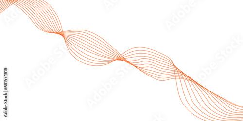 Abstract wavy gravy lines stream element for design on a white and orange background Stylized line art background. Vector illustration. Waves abstract banner design. Elegant wavy vector background