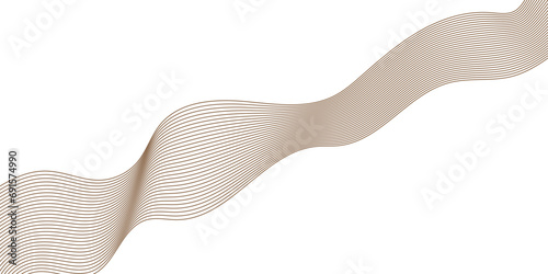 Abstract wavy gravy lines stream element for design on a white and gold background Stylized line art background. Vector illustration. Waves abstract banner design. Elegant wavy vector background