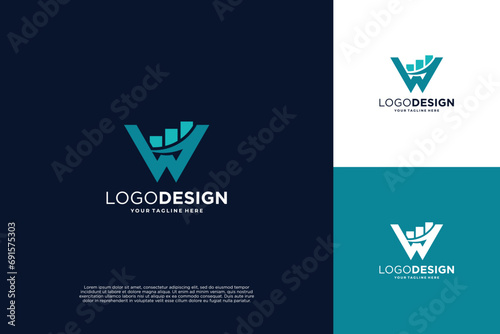 Letter W Financial Chart Logo Design. Accounting, business, finance logo