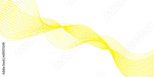 Abstract wavy gravy lines stream element for design on a white and yellow background Stylized line art background. Vector illustration. Waves abstract banner design. Elegant wavy vector background