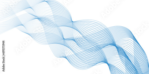 Abstract wavy gravy lines stream element for design on a white and blue background Stylized line art background. Vector illustration. Waves abstract banner design. Elegant wavy vector background