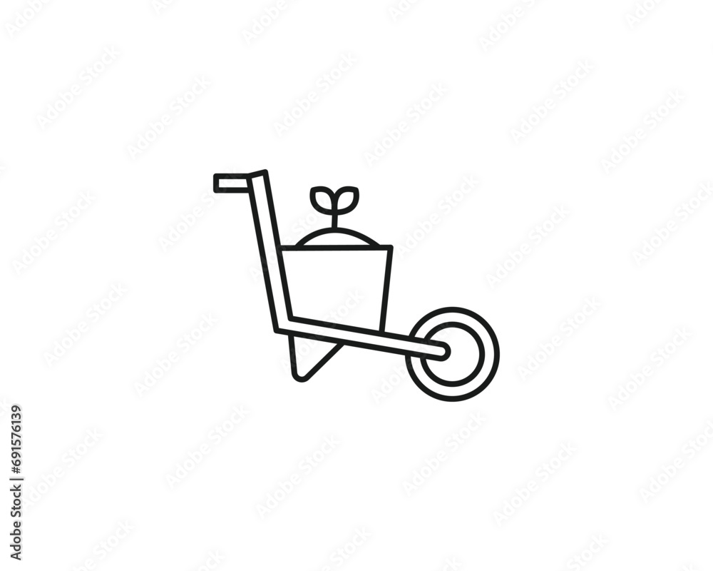 Wheelbarrow icon vector symbol design illustration Wheelbarrow icon vector symbol design illustration