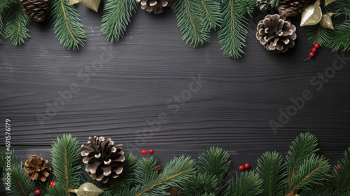 Christmas fir tree on a wooden backgrond