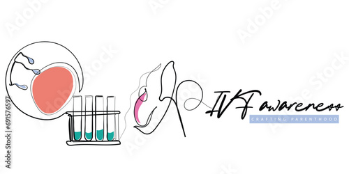 hand drawn line art vector of IVF Awareness. Role of technology in unblocking parenthood using In Vitro Fertilization. IVF concept