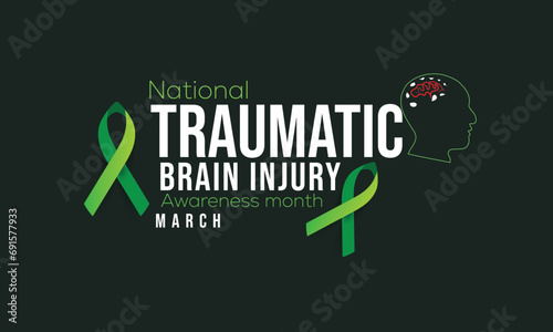National Traumatic Brain Injury awareness month. background, banner, card, poster, template. Vector illustration.