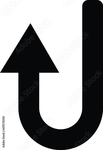 U Turn Showing Arrow Sign. Vector Illustration Design. Transparent Background.