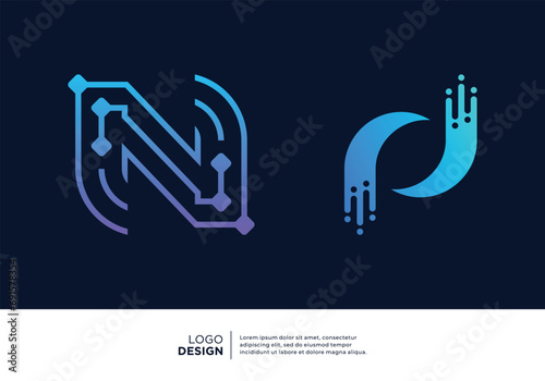 Technology letter N logo design. Creative and modern logo design