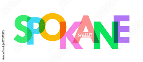 SPOKANE. The name of the city on a white background. Vector design template for poster, postcard, banner