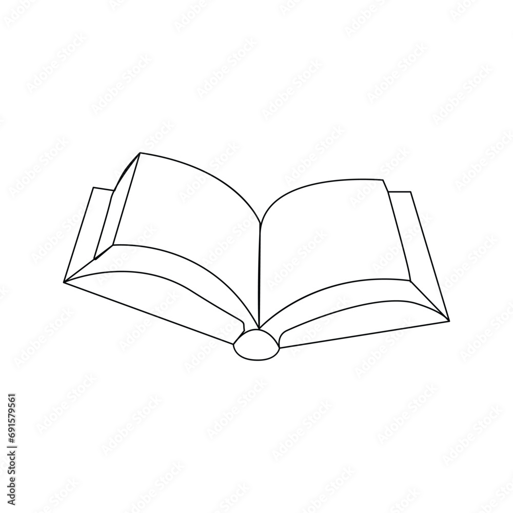 Continuous single line Vector,sketch illustration on white background open book style Continuous single line Vector,sketch illustration on white background open book style
